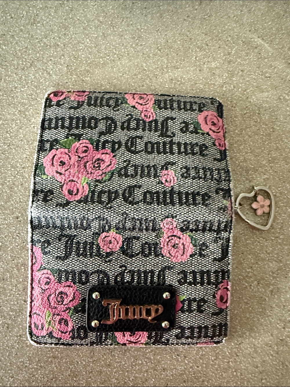 Juicy Couture Pink Floral Logo Zip Wallet